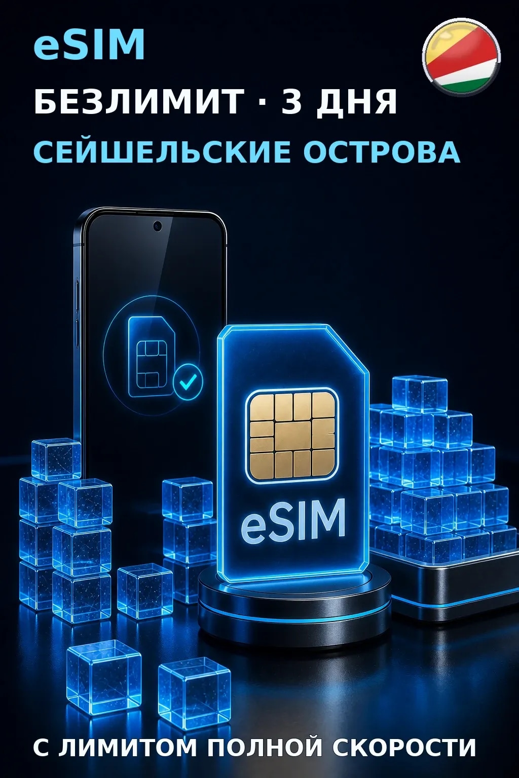 eSIM Сейшельские Острова — БЕЗЛИМИТ, 3 дня — интернет