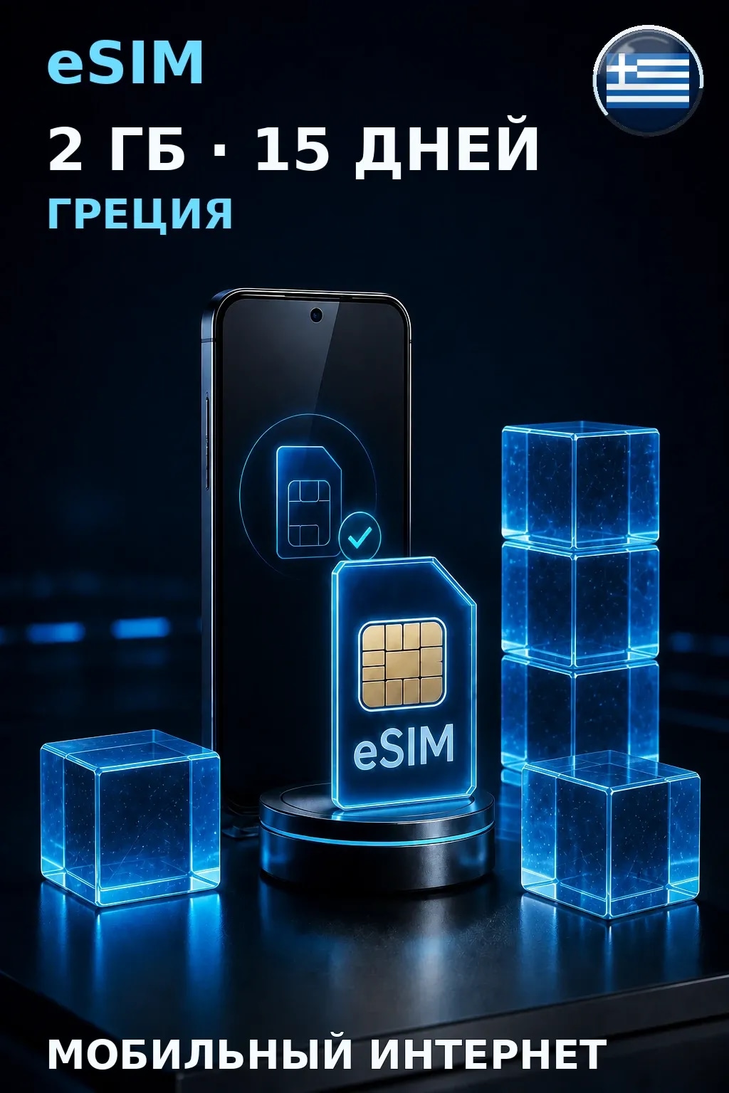eSIM Греция — 2 ГБ, 15 дней — интернет