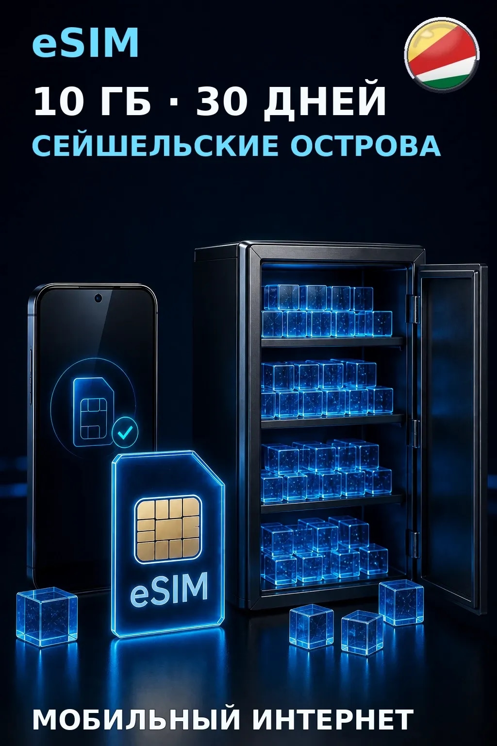 eSIM Сейшельские Острова — 10 ГБ, 30 дней — интернет