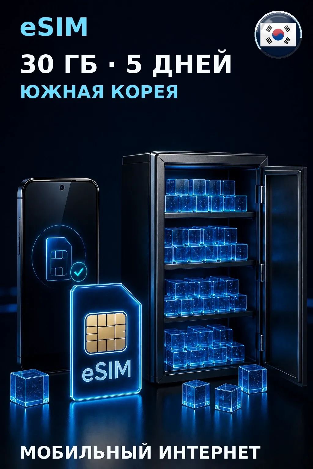 eSIM Южная Корея — 30 ГБ, 5 дней — интернет