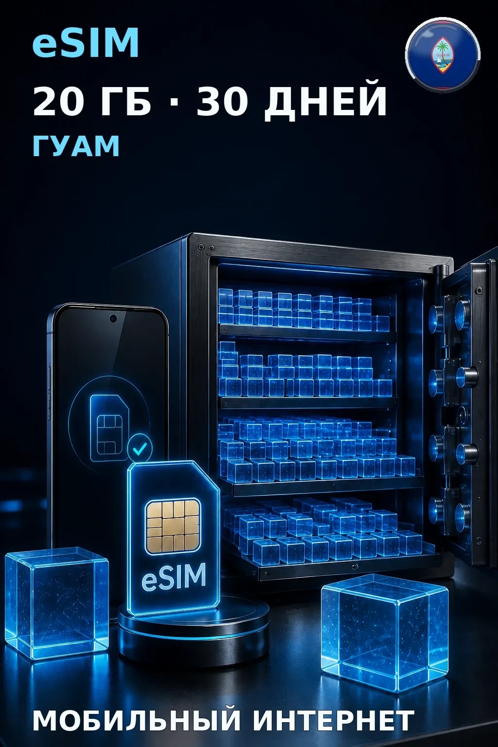 eSIM Гуам — 20 ГБ, 30 дней — интернет