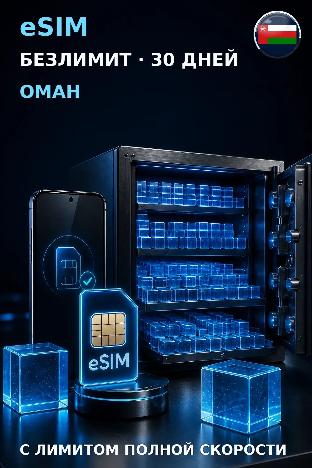 eSIM Оман — БЕЗЛИМИТ, 30 дней — интернет