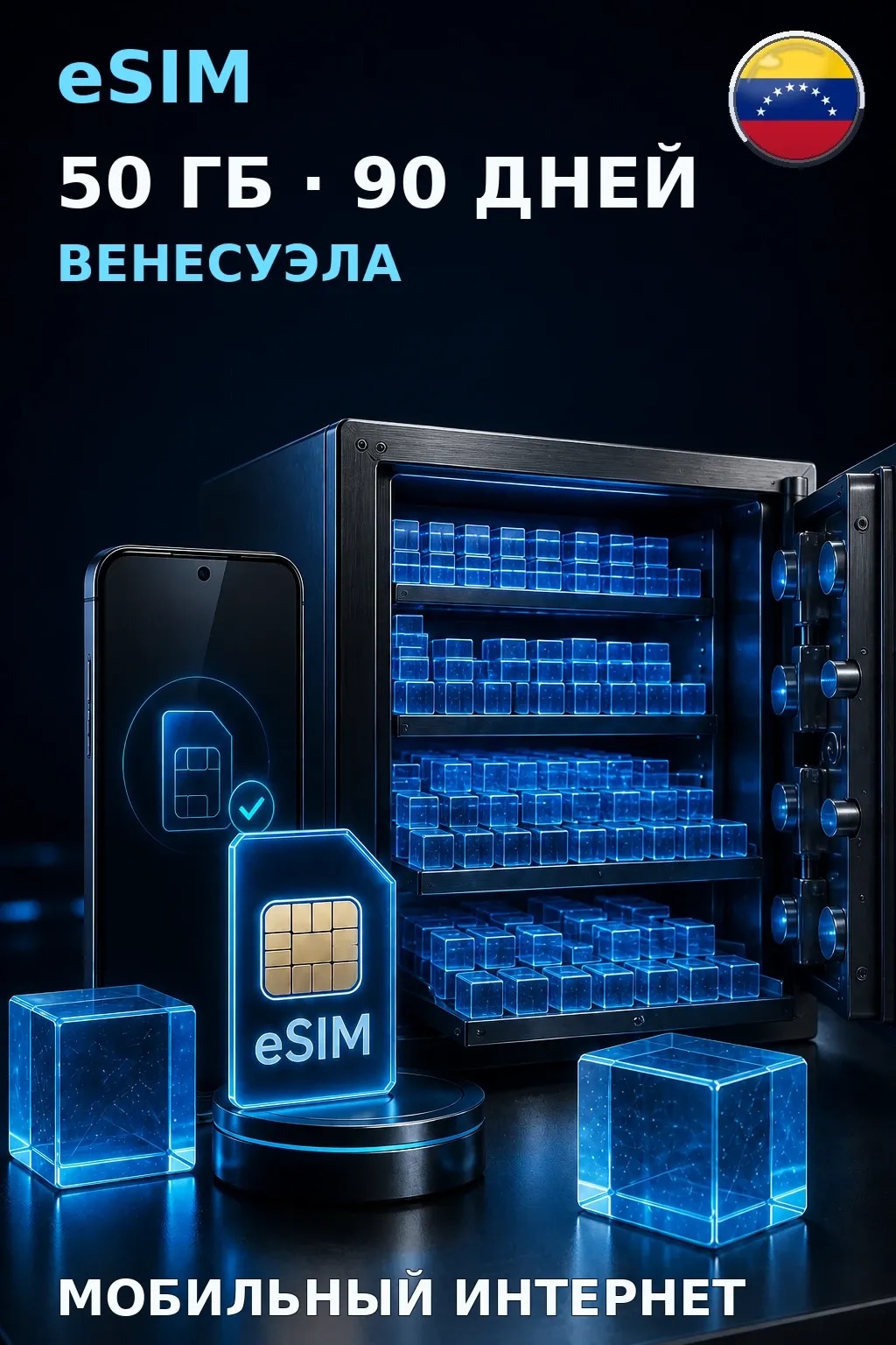eSIM Венесуэла — 50 ГБ, 90 дней — интернет
