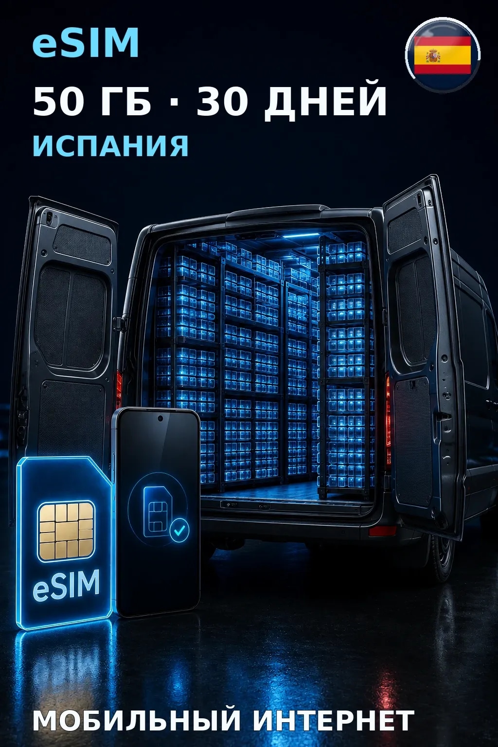 eSIM Испания — 50 ГБ, 30 дней — интернет