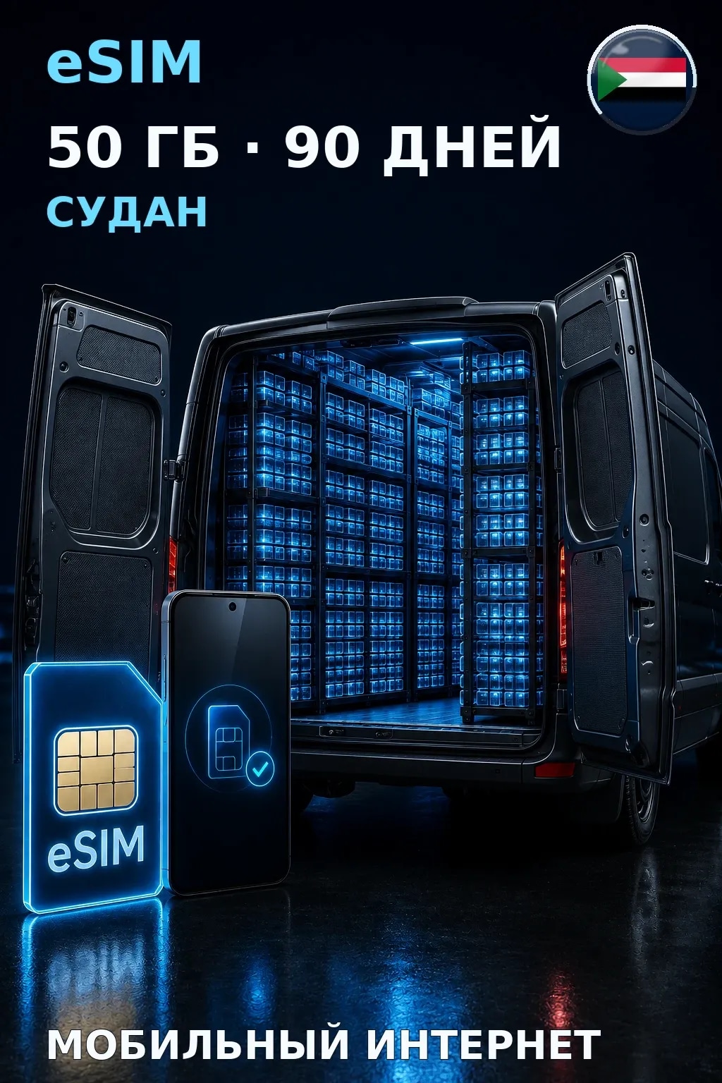 eSIM Судан — 50 ГБ, 90 дней — интернет