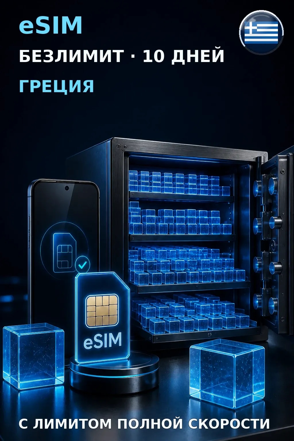 eSIM Греция — БЕЗЛИМИТ, 10 дней — интернет