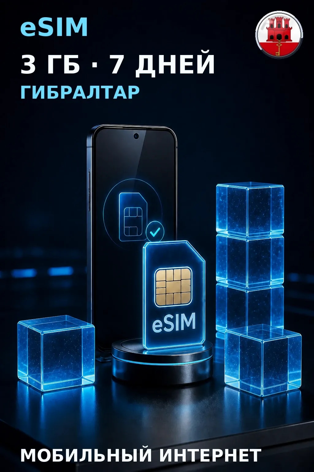 eSIM Гибралтар — 3 ГБ, 7 дней — интернет