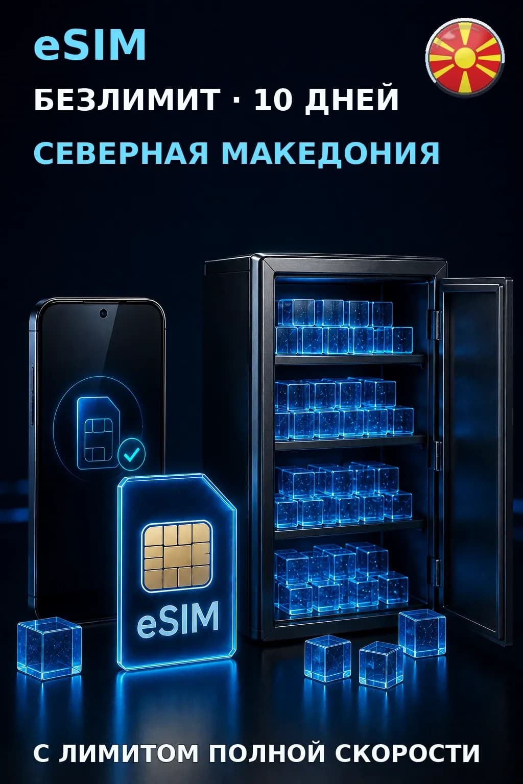 eSIM Северная Македония — БЕЗЛИМИТ, 10 дней — интернет