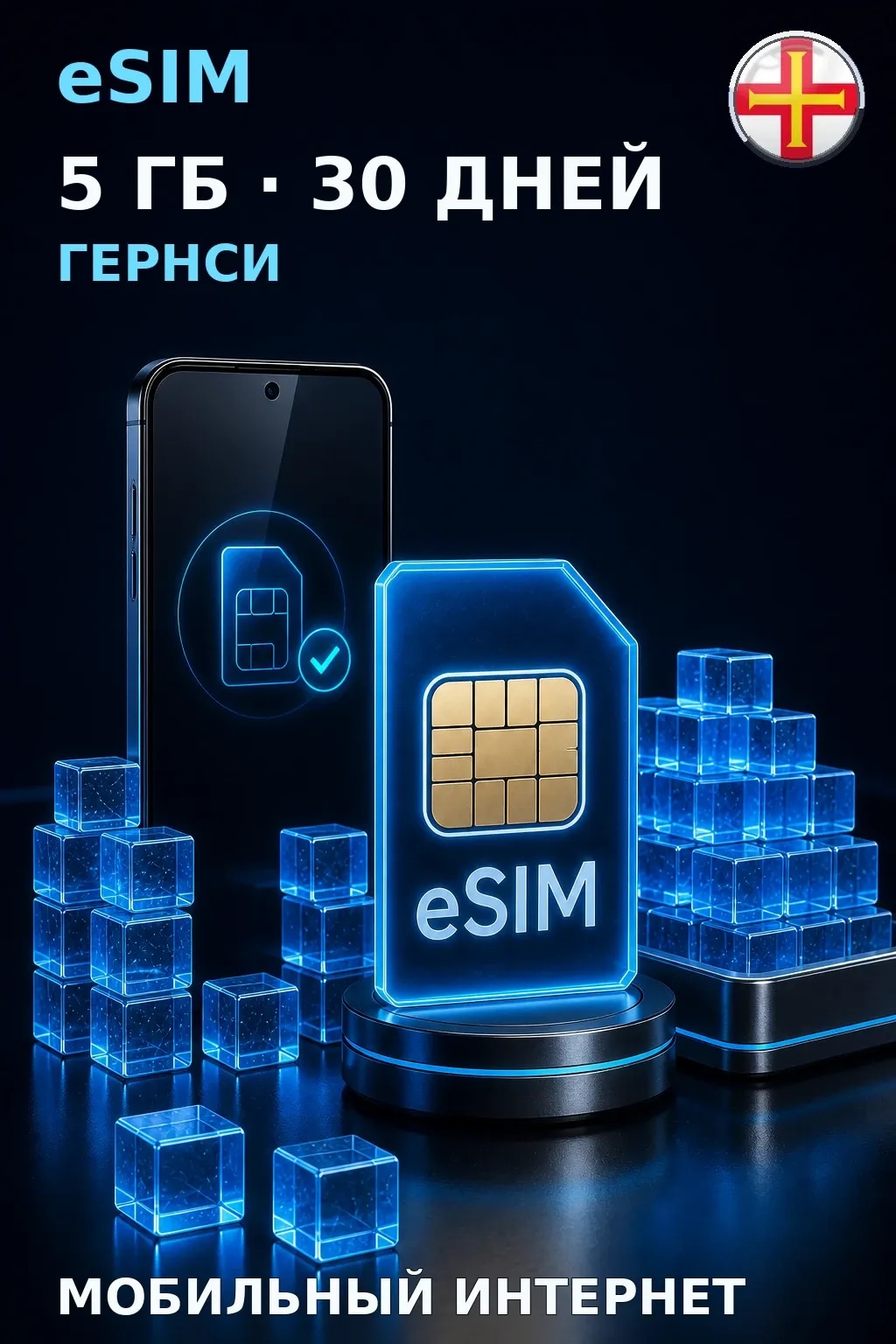 eSIM Гернси — 5 ГБ, 30 дней — интернет