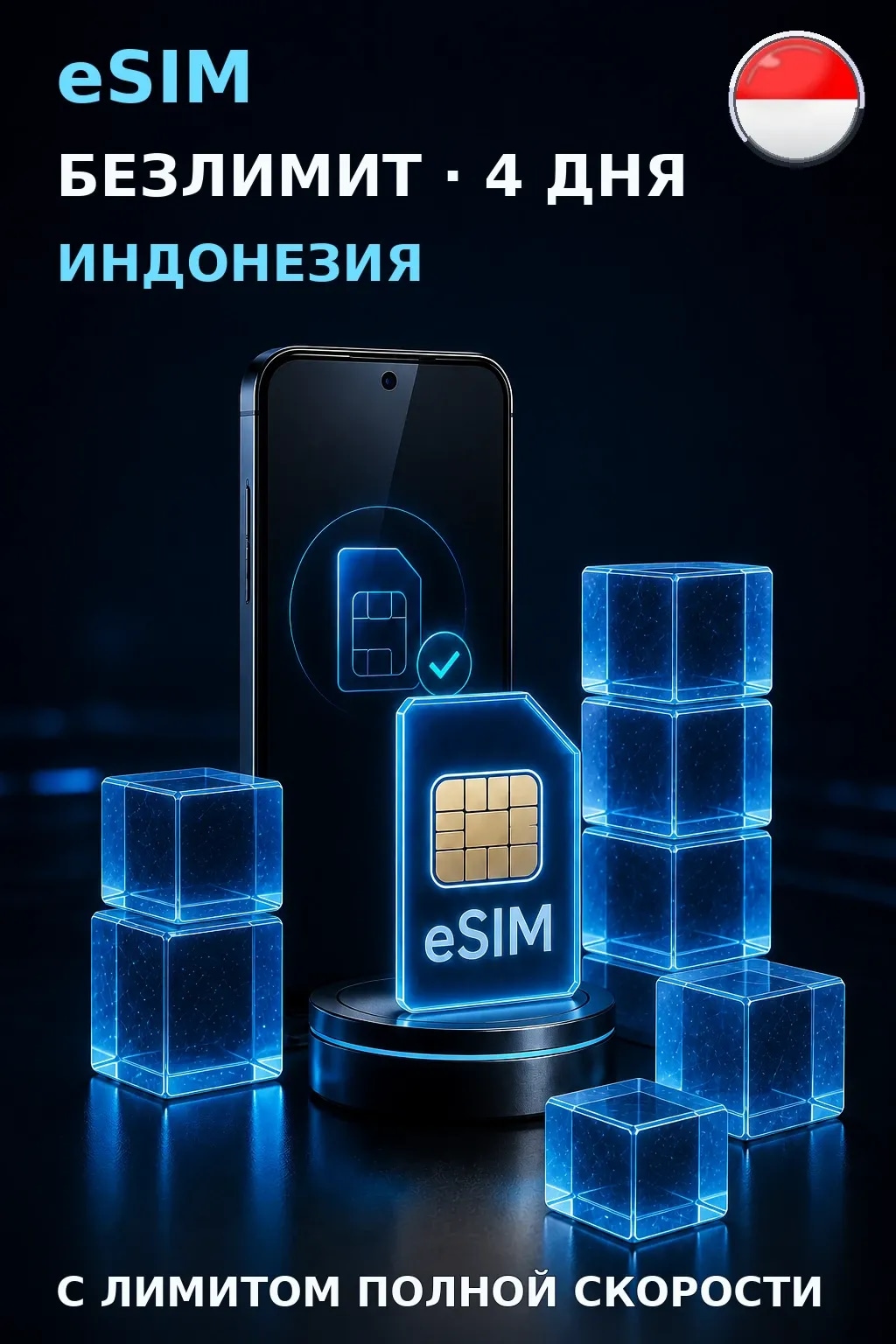 eSIM Индонезия — БЕЗЛИМИТ, 4 дня — интернет