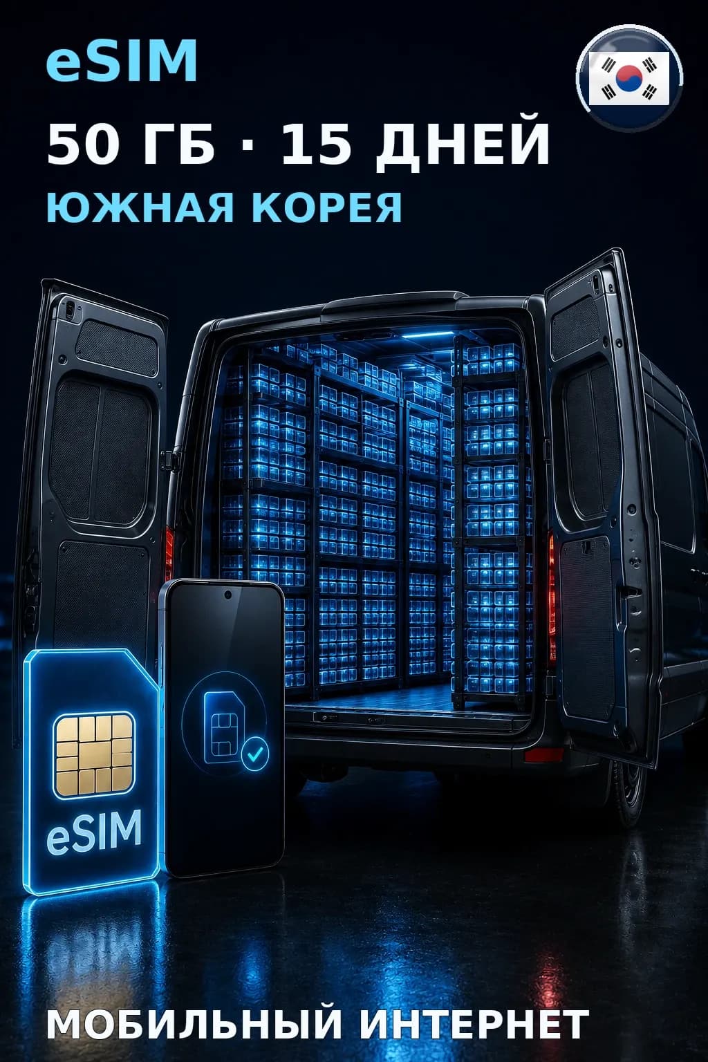 eSIM Южная Корея — 50 ГБ, 15 дней — интернет