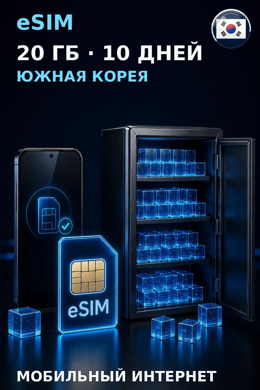 eSIM Южная Корея — 20 ГБ, 10 дней — интернет