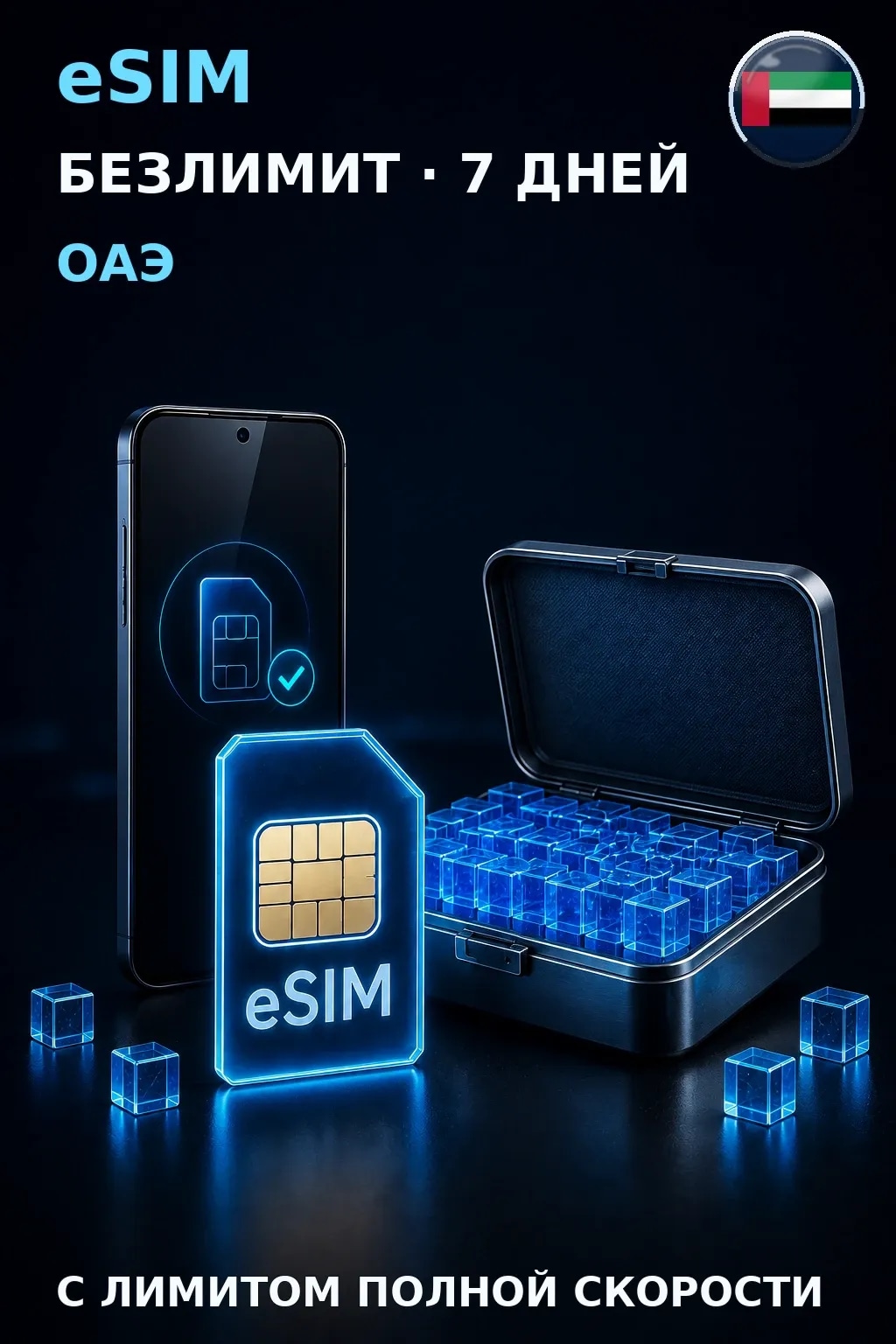 eSIM ОАЭ — БЕЗЛИМИТ, 7 дней — интернет