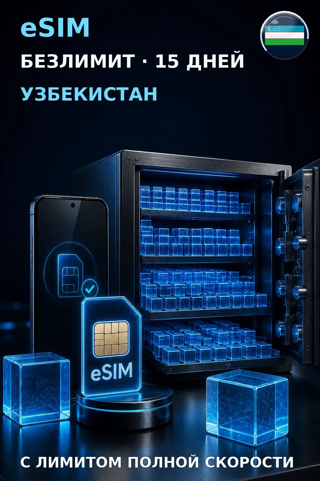 eSIM Узбекистан — БЕЗЛИМИТ, 15 дней — интернет