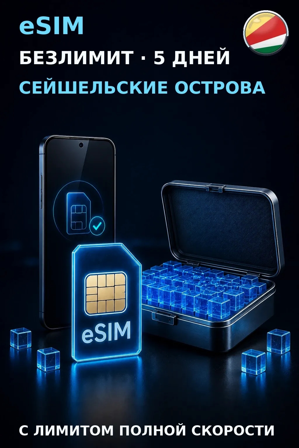 eSIM Сейшельские Острова — БЕЗЛИМИТ, 5 дней — интернет