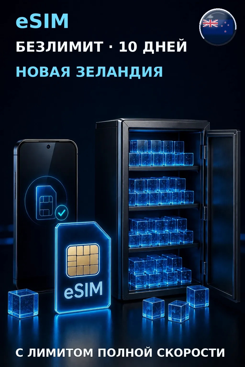 eSIM Новая Зеландия — БЕЗЛИМИТ, 10 дней — интернет