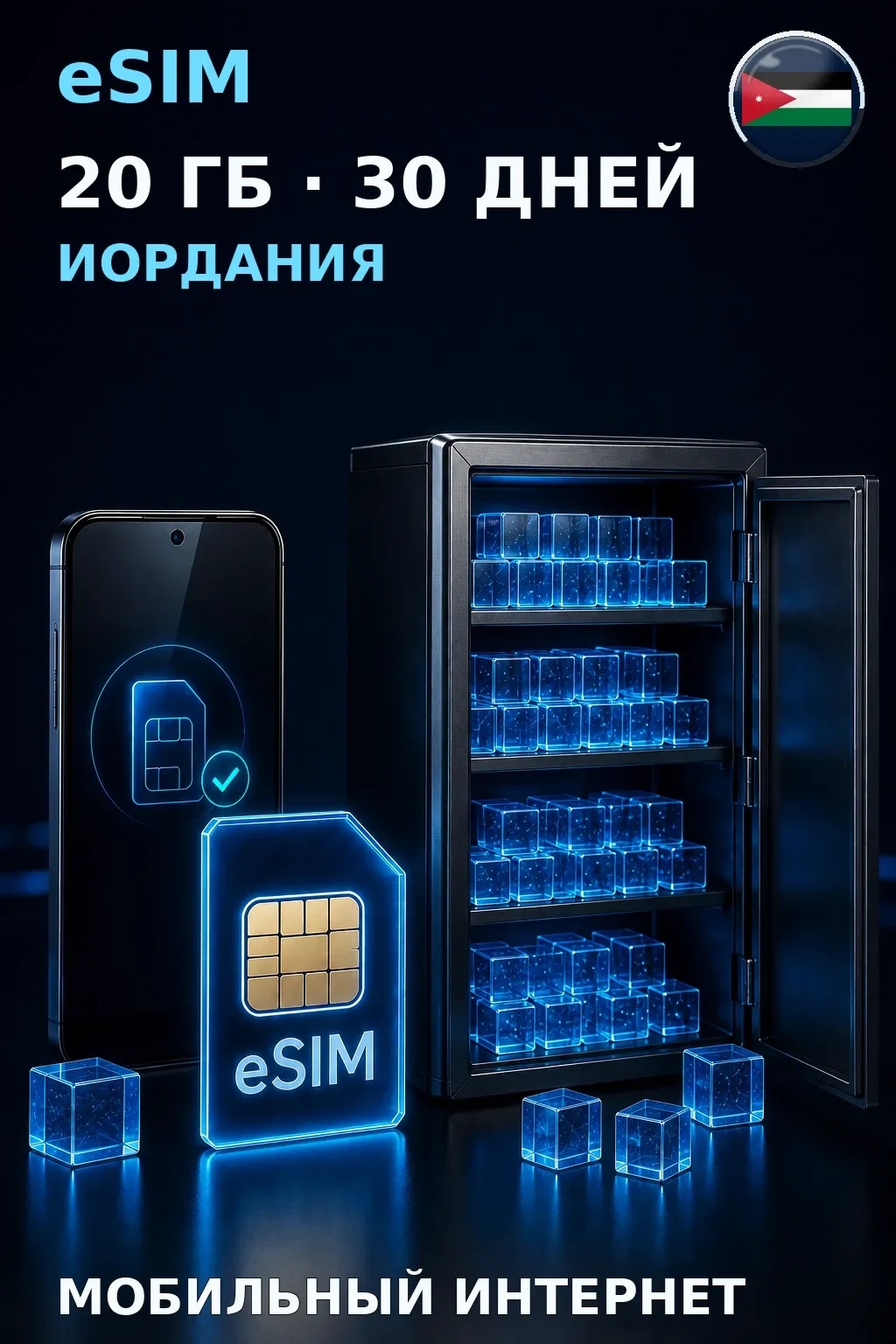 eSIM Иордания — 20 ГБ, 30 дней — интернет